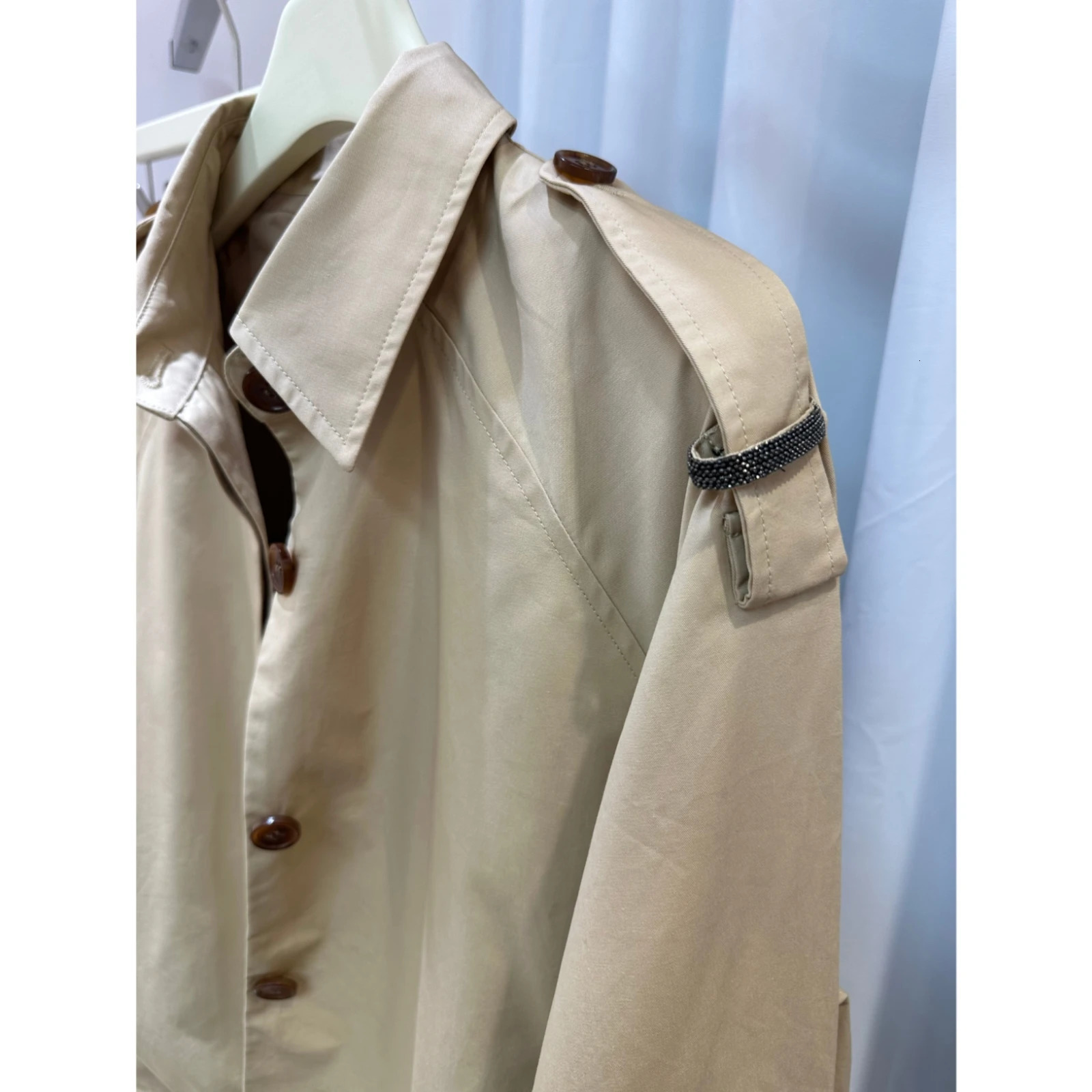 Spring and Summer BC Beaded Chain British Style Casual Long Sleeve Trench Coat Jacket Women 240712