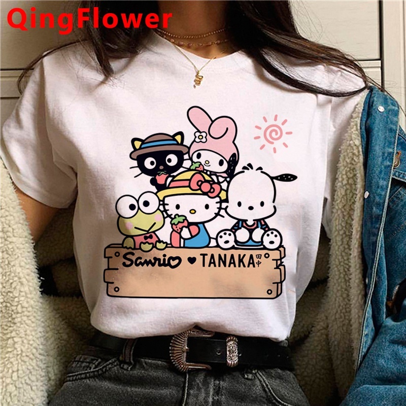 Haruku Fashion Melody Cartoon Graphic T Shirt Women Cute Anime Ullzang Streetwear Kuromi Tshirt Female