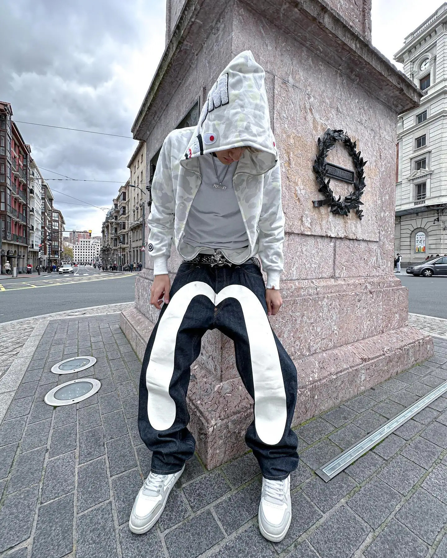 Streetwear JeansY2K Mens Hip Hop Retro Graphic Print Baggy Jeans Black Pants Harajuku Gothic High Waisted Wide Leg Trousers 240716