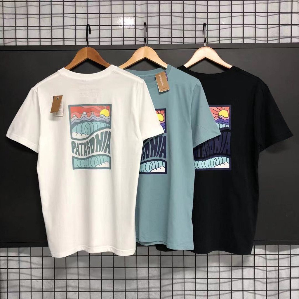American Dad wave graffiti three color front and rear large picture slim fit version cotton leisure summer trend short sleeve