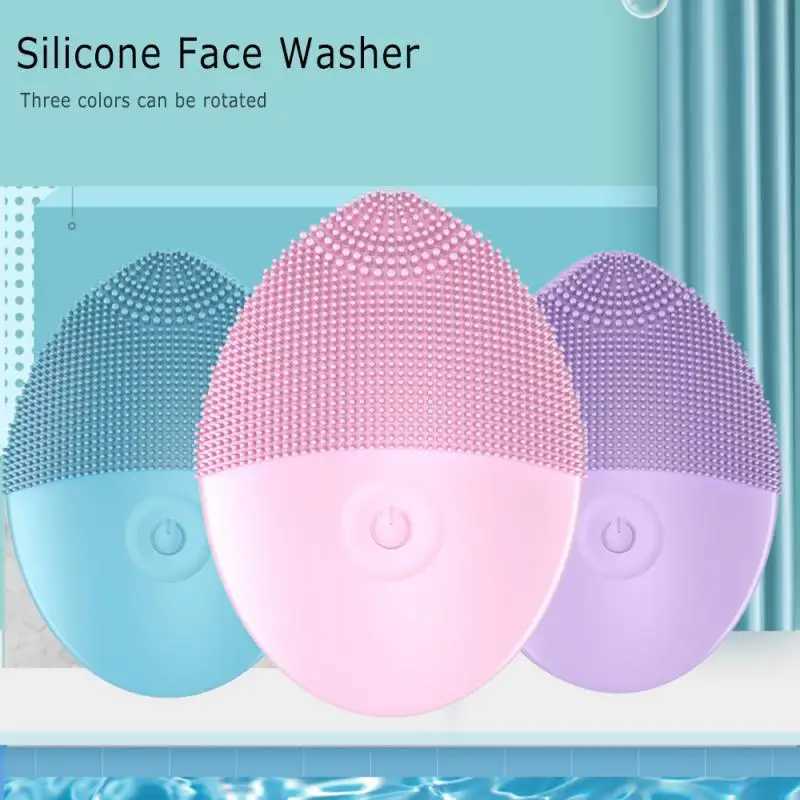 Cleansing Tools Electric facial cleaning brush silicone ultrasonic vibration facial cleaning machine deep hole blackhead cleaning tool y240720