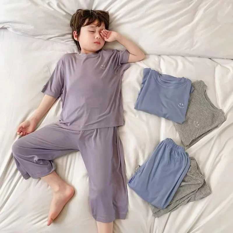 2023 Summer Childrens Pajamas Thin Style Boys and Girls Short Sleeve Half Pants Family Clothing Baby Air Conditioning SetW240716
