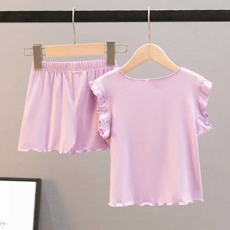 Girls sleepwear set childrens summer sleepwear set candy color childrens clothing set air-conditioned youth sleepwear set baby clothing setW240716