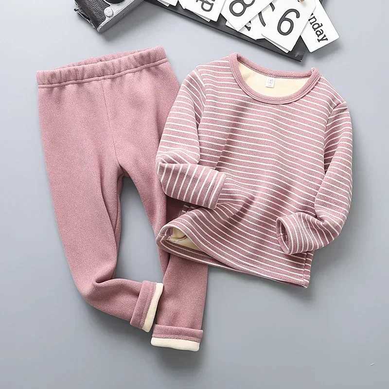 Autumn and Winter Childrens Thick Warm Pajamas Baby Boys and Girls Cartoon Long Sleeve Pajamas Childrens Pajama SetW240716