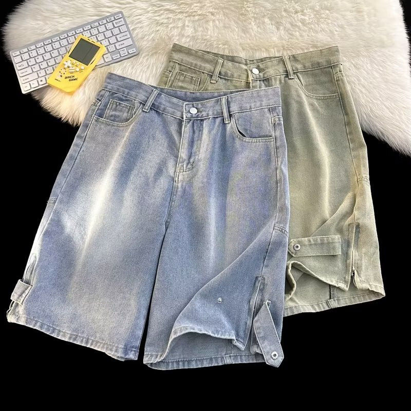 High street jeans shorts for boys summer 2023 new five quarter American casual loose and versatile trendy pants