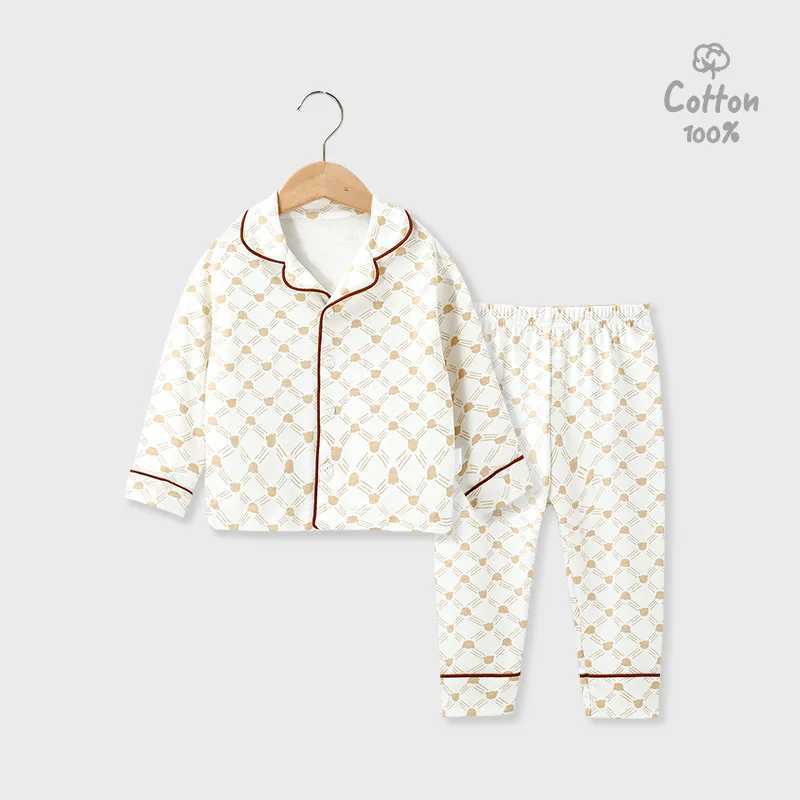 Spring and autumn childrens sleepwear boys and girls long sleeved two-piece cotton sleepwear childrens sleepwearW240716