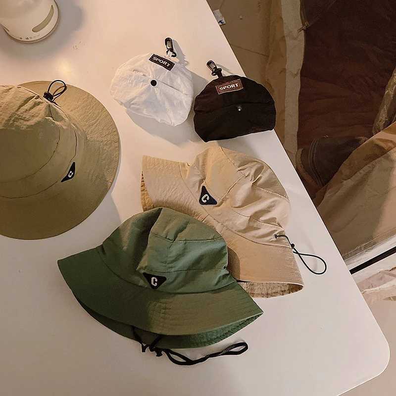 Caps Hats Korean Letter Quick Dry Thin Baby Fisherman Cap Summer Solid Color UV Protection Baby Boy Girl Bucket Hat Soft Kids Foldable Hat