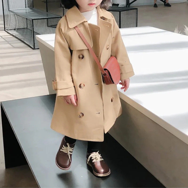 Outerwear Spring Autumn Childrens Fashion Girl Long coat Trench Toddler Baby Jacket girls clothing Windbreaker Kids Clothes 240711