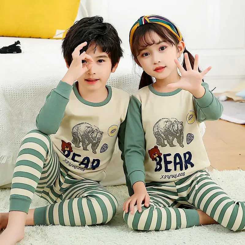 Childrens Pajama Set Avocado Printed Pajama Casual Autumn Childrens Baby Indoor Clothing Childrens Winter UnderwearW240716
