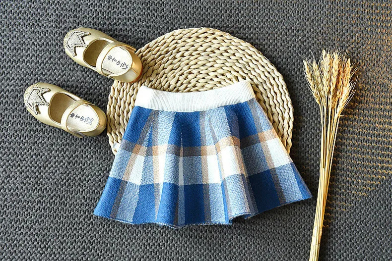 Girls Sets ChildrenS Clothing Autumn Winter Plaid Bow School Student Suit Knit Sweater Short Skirt 2pcs Kids Outfits 240713