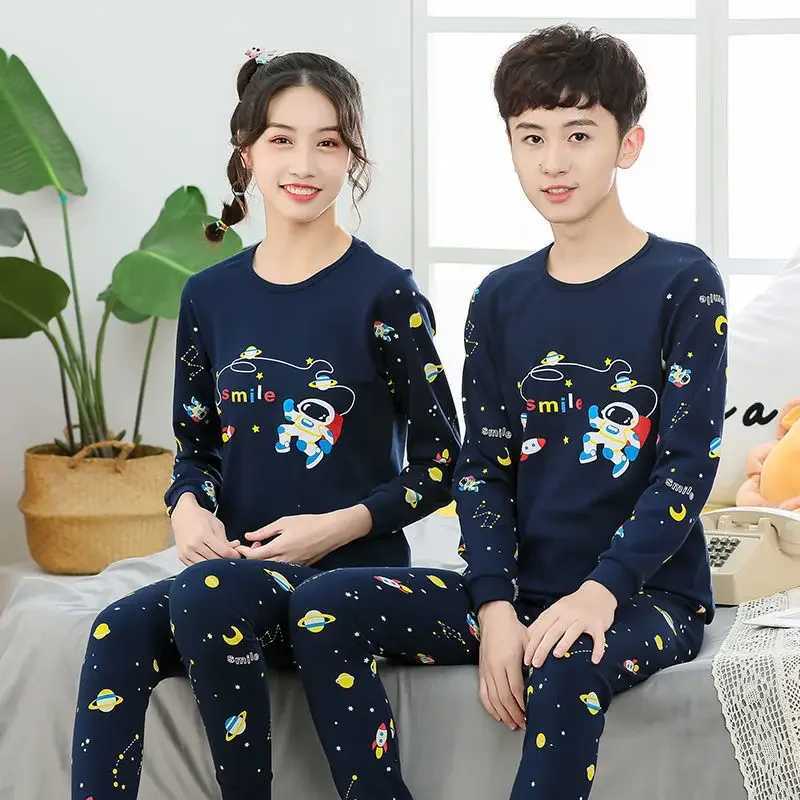 Winter Youth Childrens Pajamas 14 to 16 Year Old Boys Pajamas Animal Cat Childrens Pajamas Cartoon Girls Clothing SetW240716