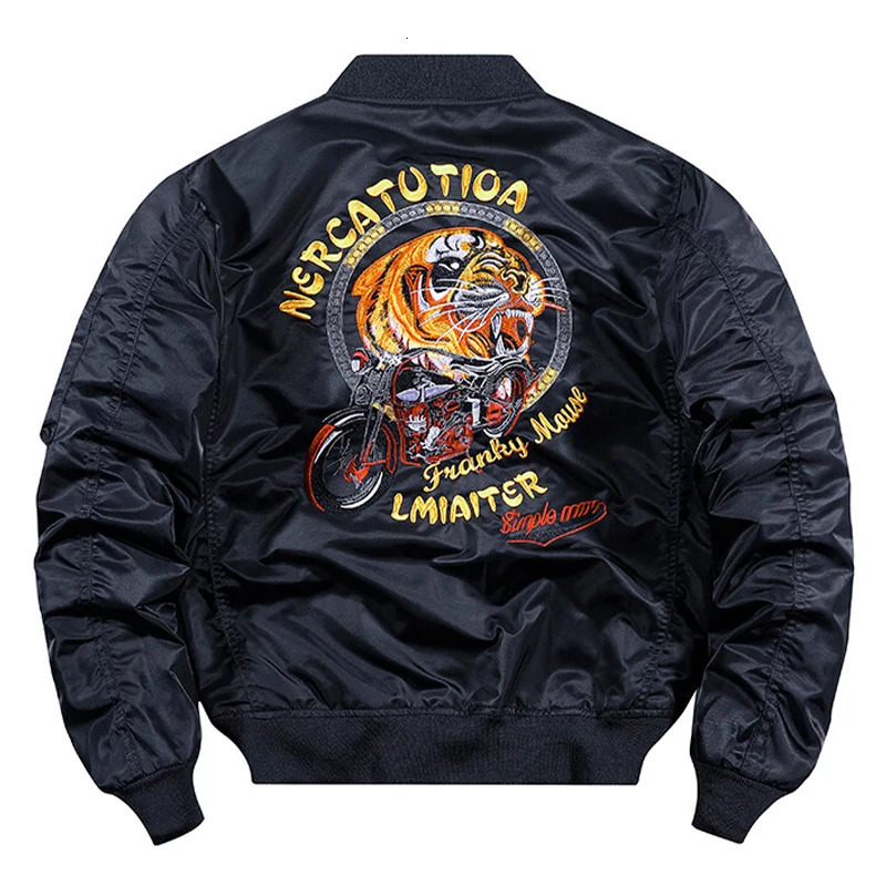 Spring Autumn Bomber Jacket Men Outdoor Pilot Military Baseball Tiger Embroidered Large Size Air Force Flight Coat 240712