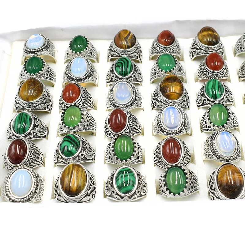 est 20 Pieces Mix Vintage Men Stone Ring for Women Engagement Wedding Rings Men Jewelry 240713