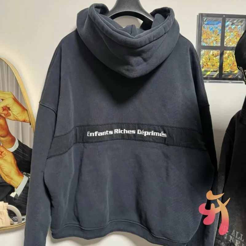24ss Winter Vintage Street ERD Jackets I Believe in God Washable Letter Patchwork Zippered Hoodie Men Women Hoodys 240715