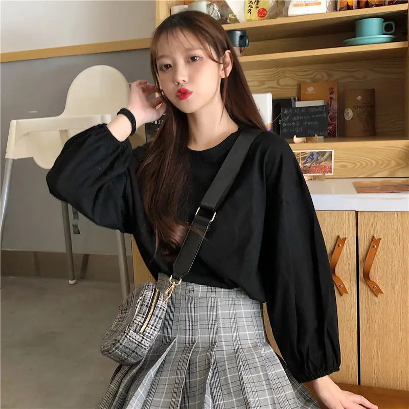 Korean Version T-shirt White Light Lantern Long Sleeve Clothing Aesthetic Tops Womens T Shirts Women Woman Tshirts Y2k Harajuku 240717