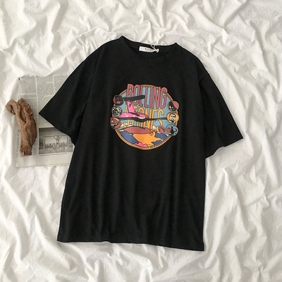 Women's Korean Style Oversize Short-sleeved Loose Printed T-shirt Half-sleeved Bottoming Shirt
