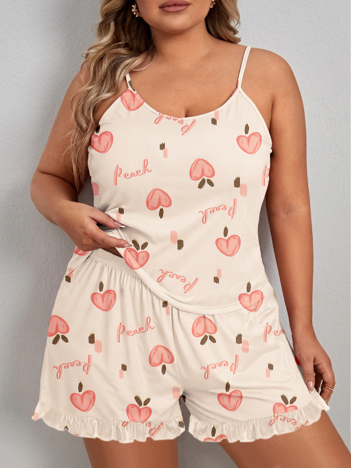 Medium to large-sized women's pamas, oversized loose fitting 2024 new suspender shorts, summer pama set, home clothing