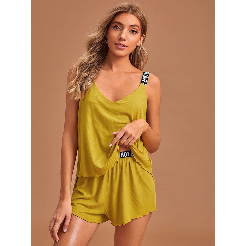 Women Sexy Nightweawr Cotton Sleepwear Sleeveless Pamas Summer Home Clothing Top and Shorts