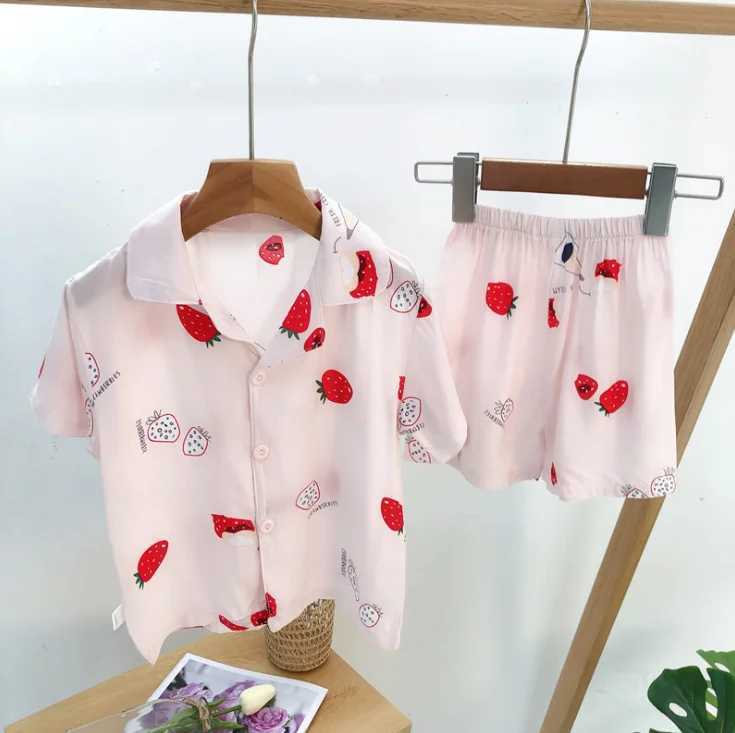 Spring and Autumn Baby Boys and Girls Pajama Set 18M-8yrs Childrens Pajama Lounge Clothing Cotton Girls Evening DressW240716