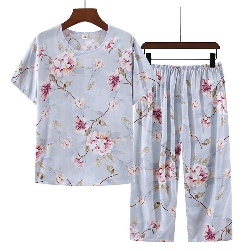 Cotton sleepwear middle-aged mothers two-piece set made of synthetic cotton home wear, suitable going out. Goods in stockCotton silk pamas for female 