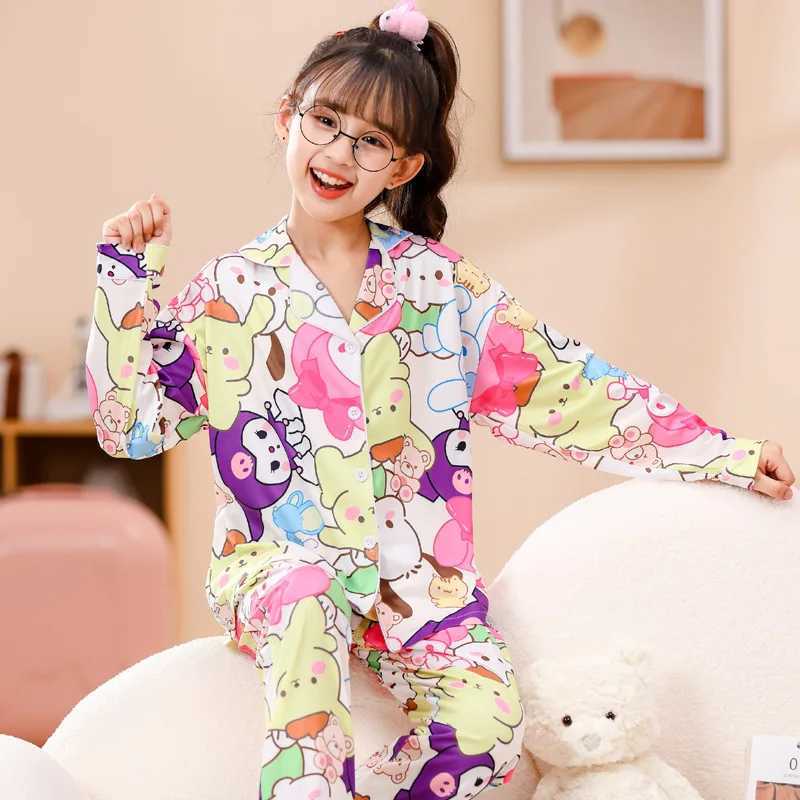 Cotton Girl Cartoon Medium and Large Childrens Home Clothing Set Pajama Girl Pajama Clothing Mother and ChildW240716