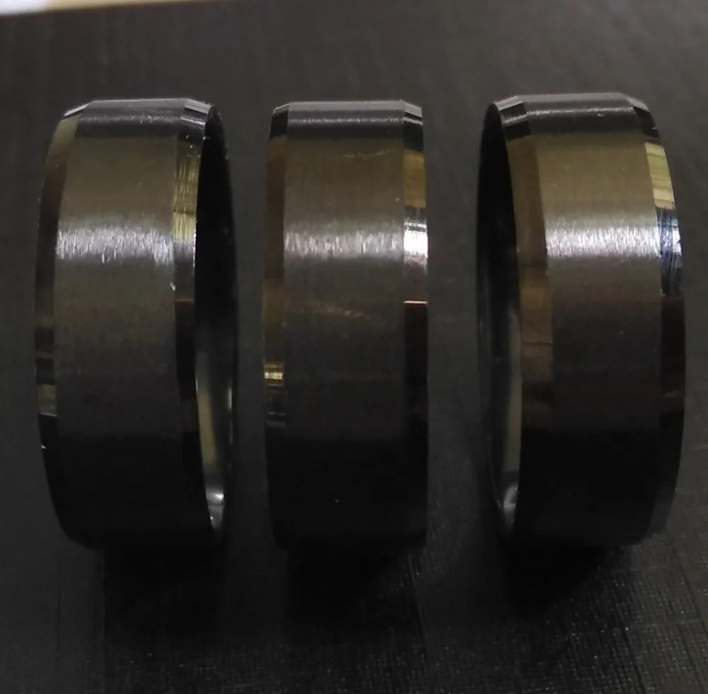 50 pieces of black strap rings mens cool finger rings 8mm stainless steel wedding rings simple ordinary jewelry wholesale 240805