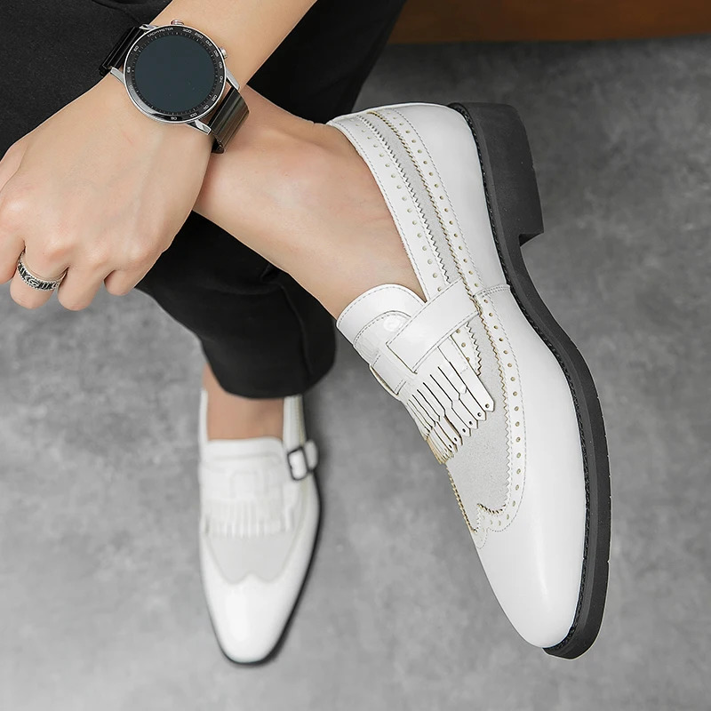 Men Tassel Casual Shoes Fashion Men Shoes Handmade White Mens Loafers Moccasins Slip On Mens Flats Male Grace Driving Shoes 240718