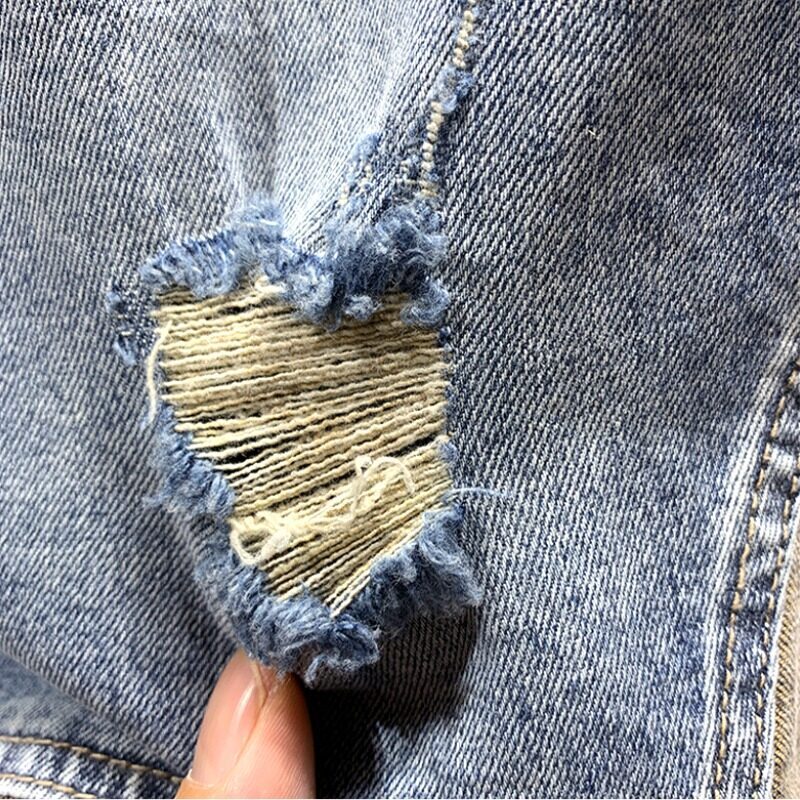Men's torn denim shorts Korean version new high-quality trend old dad thin section of the Harlan handsome teenage men's pants