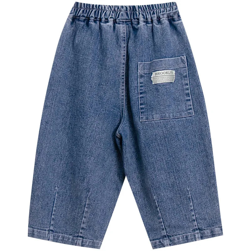 Children Clothing Boys Jeans Spring Fashionable Korean Style Loose Casual Pants Solid Color Kids Denim Pants 240716