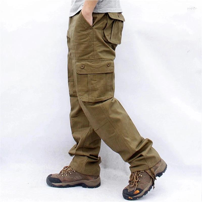 Mens Pants Overalls Cargo Multi Pockets Military Tactical Work Casual Pantalon Hombre Streetwear Army Straight Trousers