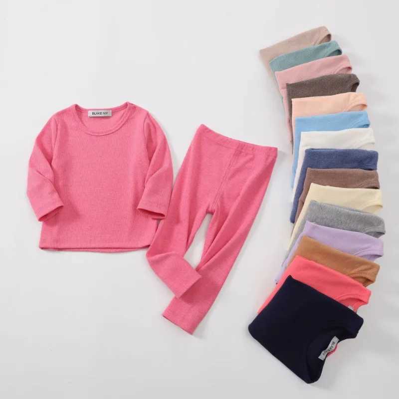 1-6T Preschool Baby Boy and Girl Clothing Set Pure Cotton Pajama Set Long Sleeve Top Pajama Soft Baby Clothing SetW240716