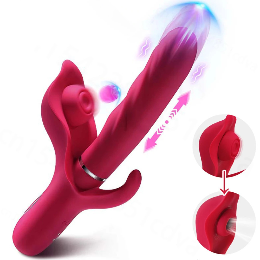 3In1 Thrusting Dildo Vibrator G Spot Rabbit Flapping Clitoralis Stimulator Sex Toys Rechargeable Adult For Women 240711