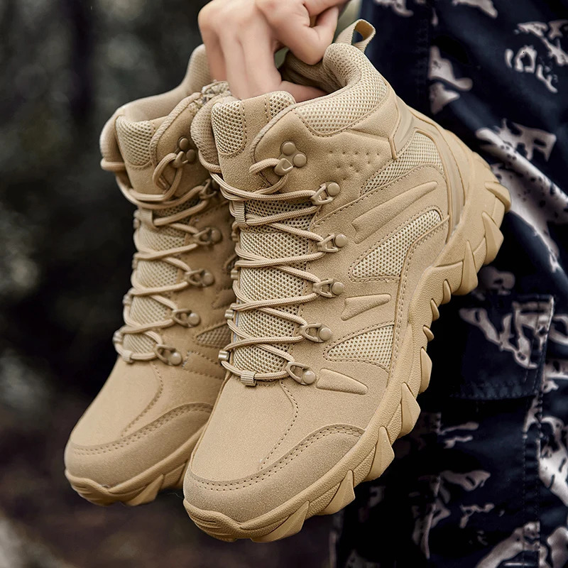 Mens Desert Combat Boots Men Ankle Boots Male Hiking Shoes Tactical Boots Big Size 39- Work Safety Shoes Motocycle Boots 240708
