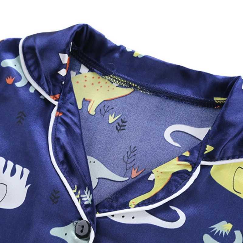 Childrens Pajamas Dinosaur Printing Nighdress Baby Boys and Girls Pajamas Button T-shirt Set Childrens Pajama SetW240716