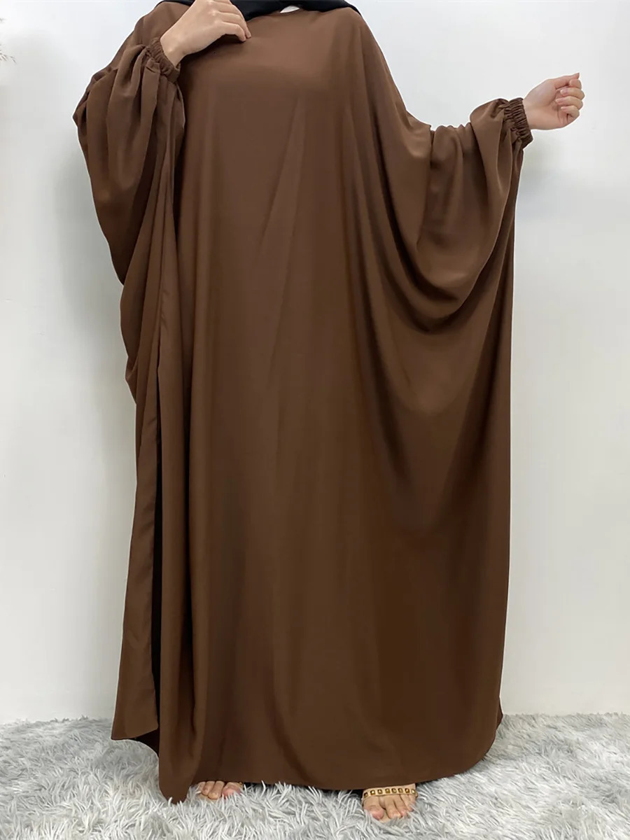 Ramadan Abaya For Muslim Women Bat Sleeve Loose Turkey Solid Color Djellaba Islamic Prayer Dresses Dubai Moroccan Caftan Woman 240712