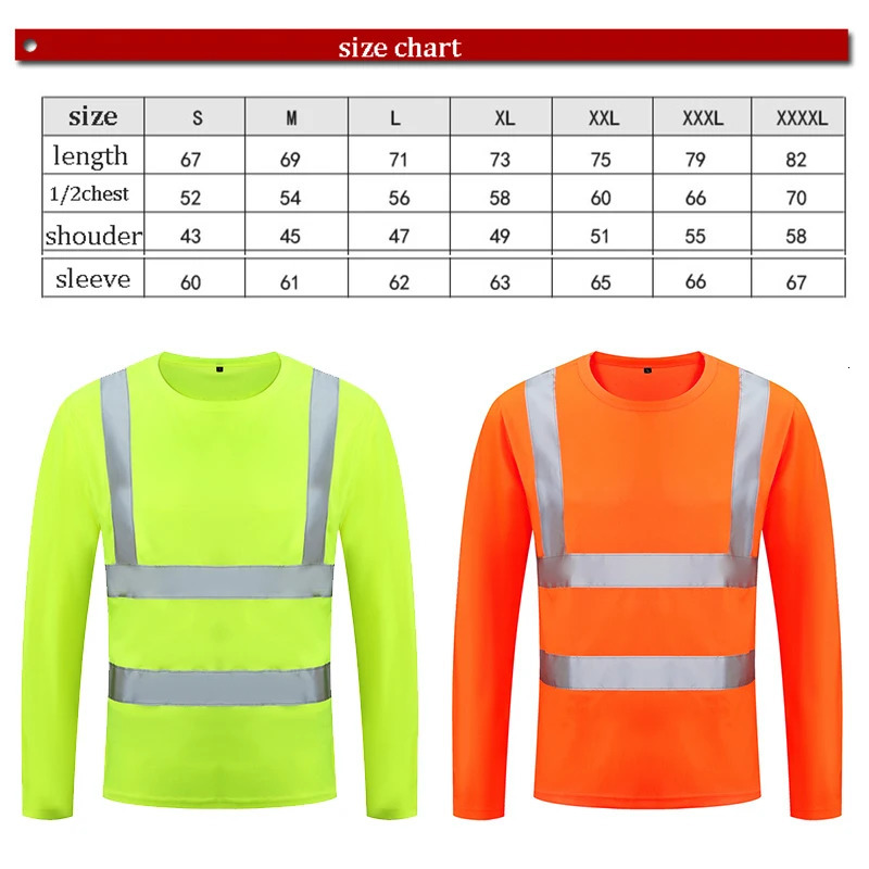 Fluorescent Yellow High Visibility Shirts Reflective Safety tShirt Long Sleeve Hi Vis Shirt Quick Dry Construction Work Wear 240717