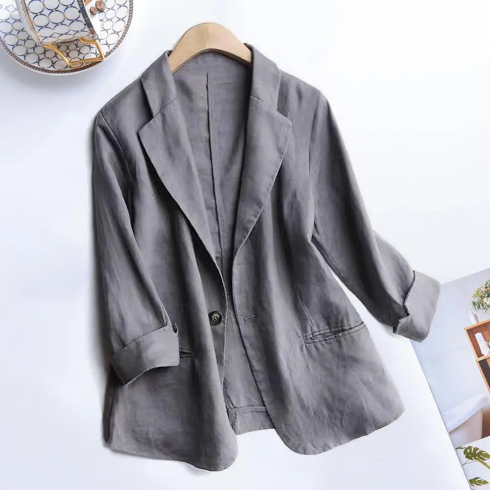 Women Suit Solid Color Fashion Blazer Woman Jacket Turndown Collar Long Sleeves Pockets Formal Lady Female Clothes 240712