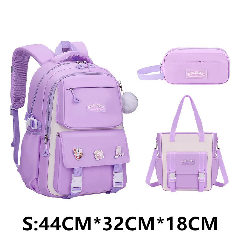 3 Pcs/Set School Bag for Girls Children Backpack Schoolbag Teenage School Child With Lunch box Pencil Case Kids Book Bag 240717