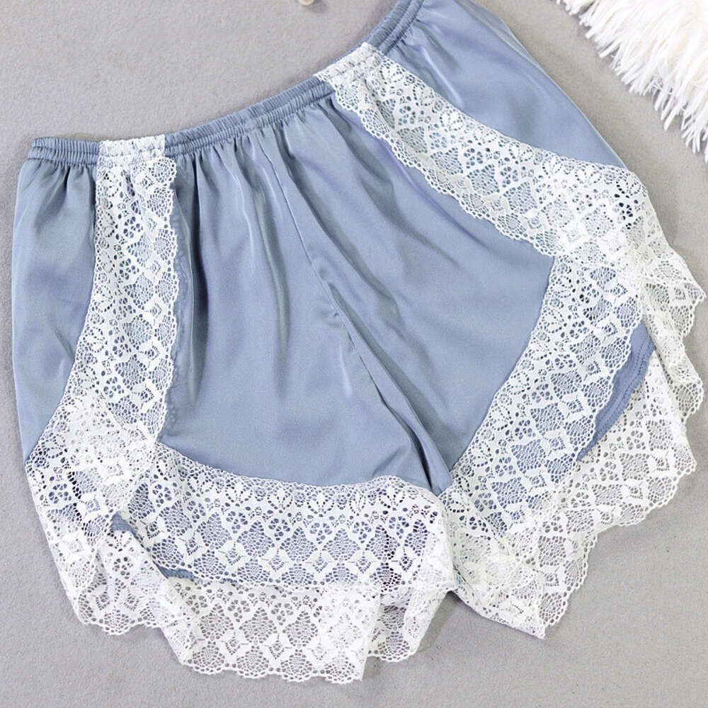 2024 New Ice Silk Pamas Women's Sexy Lace Sling Shorts Two Piece Pijama