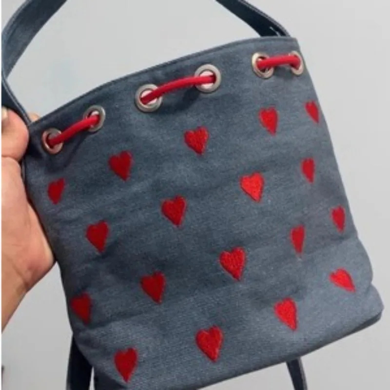 Sweet Winter Autumn Corduroy Crossbody Bags Women Cute Embroidery Shoulder Bucket Bag Ladies Bolsa 240712 zhanyishengli