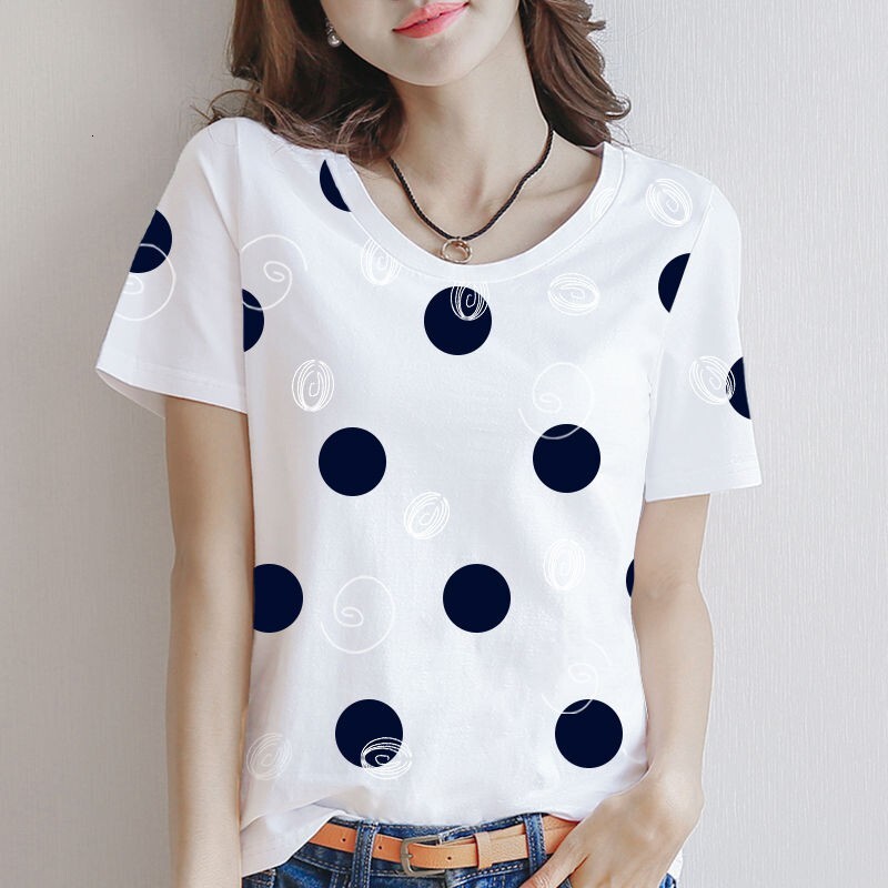 2024 Al2024 Printed Short Sleeve T-shirt 95 Cotton Loose and Versatile Round Neck Women's Top Trendy Bogu123.sg 8.17
