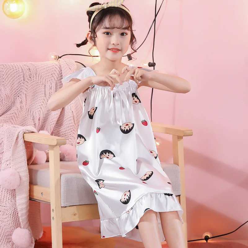 Childrens Pajamas Girls Pajamas Family Clothing Ice Thin Girls Pajamas Summer Short Sleeves Childrens and Baby SkillsW240716