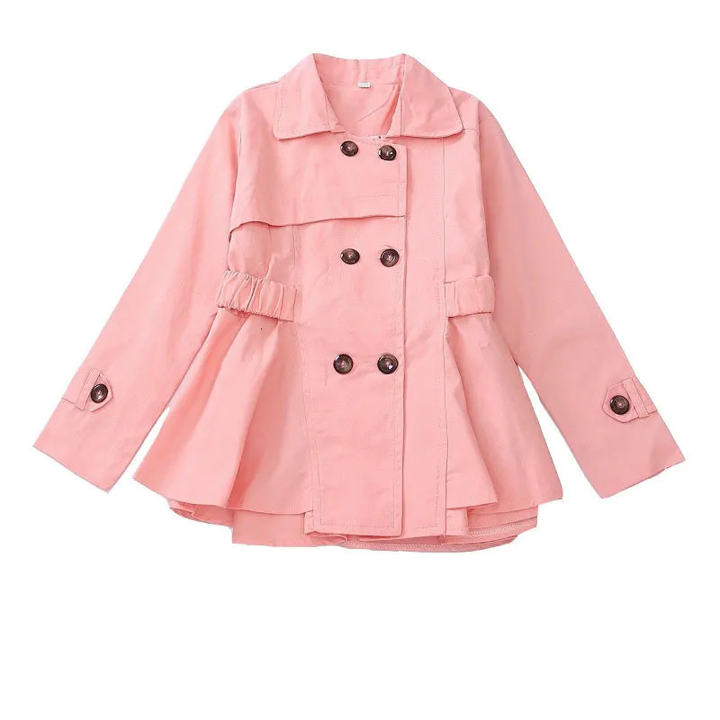 Girls Trench Coats Spring Autumn Fashion Kids Windbreaker Korean Girl Double-breasted Jacket School Outerwear Children Clothing 240711