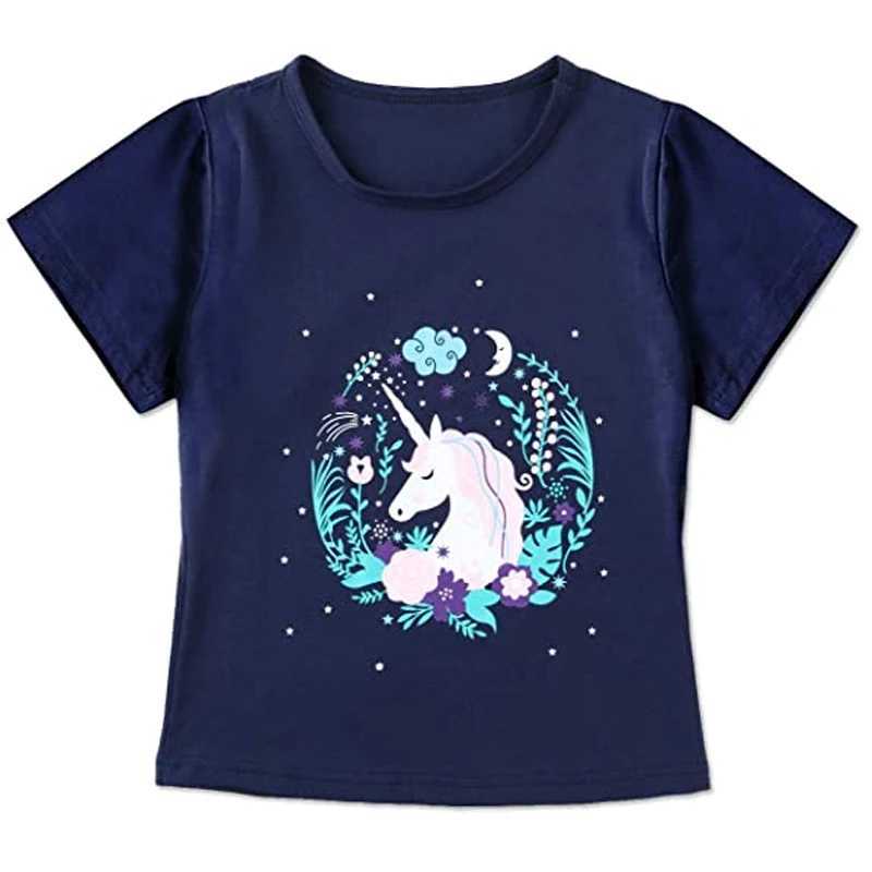 New Nightwear Cotton Nightwear Suitable for Girls Shorts+Sleeves Top Set Summer Fashion Home Clothing Baby Sleep ClothingW240716