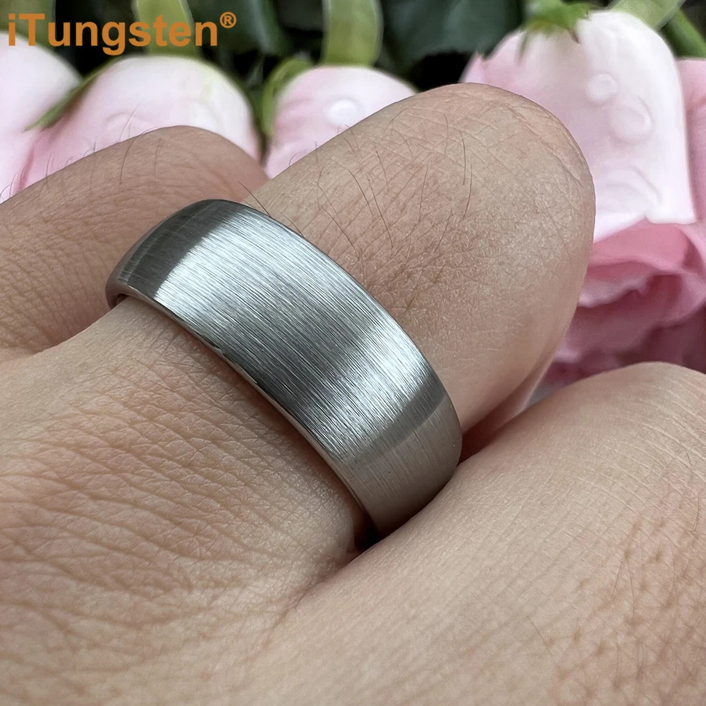 iTungsten 6mm 8mm Tungsten Carbide Ring for Men Women Engagement Wedding Band Fashion Jewelry Domed Brushed Finish Comfort Fit 240713