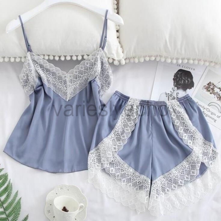 4XL Sexy Pama Set for Women Lace Cami and Shorts Two Piece Satin Lingeri Plus Size