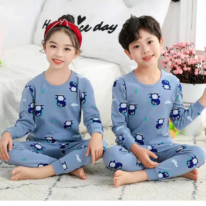 Childrens sleepwear for ages 3 to 8 autumn and winter baby clothing sleepwear set boys sleepwear childrens sleepwear cotton sleepwearW240716