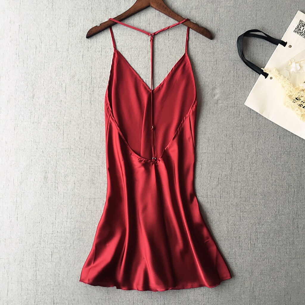 d n i e s Women Sexy Satin Sleepwear Babydoll Nightdress Pamas soft