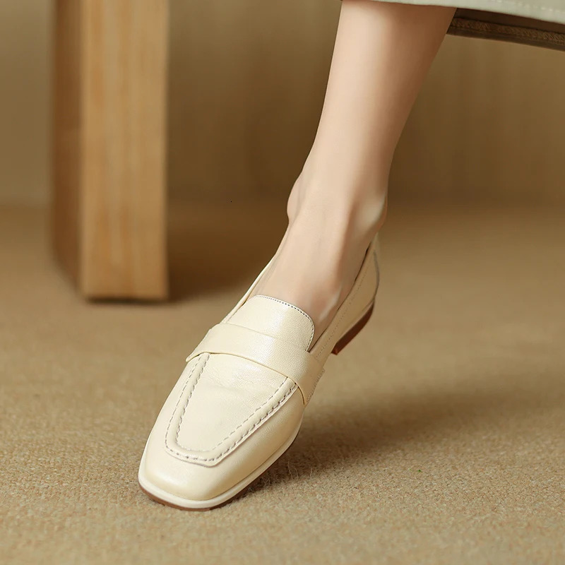 Women's Shoes Genuine Leather Flat Shoes For Female Basic Style Casual Flats Slip On Women Loafers Chaussure Femme 240708