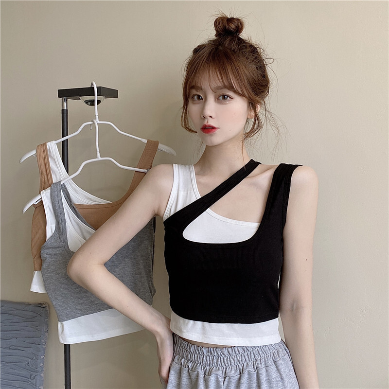 Outdoor yoga exercise vacation, two camisoles, strapless vest, summer backless plus size base shirt, women's outerwear